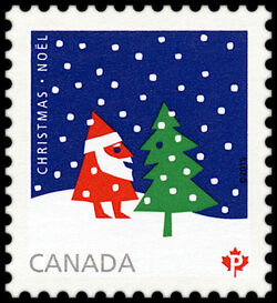 Rolf Harder's Santa Claus And Christmas Tree - WA Canada Postage Stamp | Christmas 2016