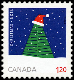 Rolf Harder's Christmas Tree With Santa Hat - WA Canada Postage Stamp | Christmas 2016