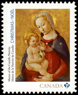 "Virgin And Child" By The Master Of The Castello Nativity - Quarterly Pack Die Cut Canada Postage Stamp | Christmas 2016