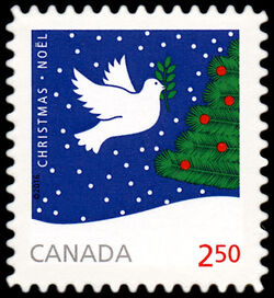 Rolf Harder's Dove And Christmas Tree - Quarterly Pack Die Cut Canada Postage Stamp | Christmas 2016