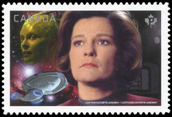 Captain Kathryn Janeway Vs. The Borg Queen - Quarterly Pack Die Cut Canada Postage Stamp | Star Trek