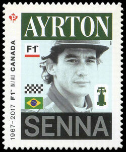 Ayrton Senna - Formula 1 - WA Canada Postage Stamp | Formula 1 Racing - 50th Anniversary