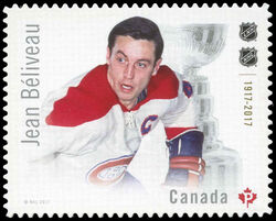 Jean Beliveau - Quarterly Pack Die Cut Canada Postage Stamp | Canadian Hockey Legends