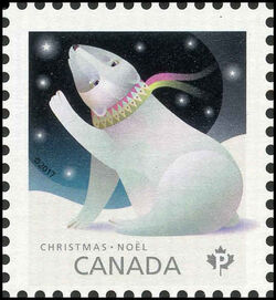 Polar Bear - Christmas Animals - WA Canada Postage Stamp | Christmas 2017