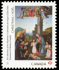 The Adoration Of The Shepherds - Tommaso Di Stefano Lunetti - Quarterly Pack Die Cut Canada Postage Stamp | Christmas 2017