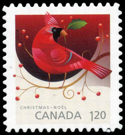 Cardinal - Christmas Animals - Quarterly Pack Die Cut Canada Postage Stamp | Christmas 2017