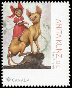 Best Friends - Anita Kunz - Quarterly Pack Die Cut Canada Postage Stamp | Great Canadian Illustrators