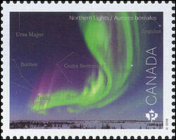 Northern Lights - Aurora Borealis - WA Canada Postage Stamp | Astronomy