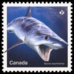 Shortfin Mako Shark - Isurus Oxyrinchus - WA Canada Postage Stamp | Sharks