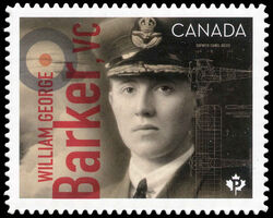 William George Barker, VC - Quarterly Pack Die Cut Canada Postage Stamp | Canadians in Flight
