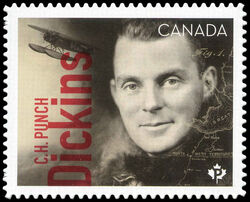 C.H. Punch Dickins - Quarterly Pack Die Cut Canada Postage Stamp | Canadians in Flight