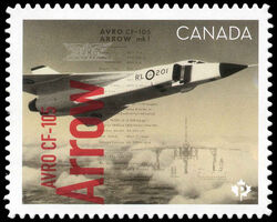 Avro CF-105 Arrow - Quarterly Pack Die Cut Canada Postage Stamp | Canadians in Flight