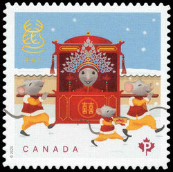 Peak At Upper Left - Quarterly Pack Die Cut Canada Postage Stamp | Chinese New Year