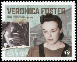Veronica Foster - Ronnie the Bren Gun Girl - Quarterly Pack Die Cut Canada Postage Stamp | Victory in Europe Day