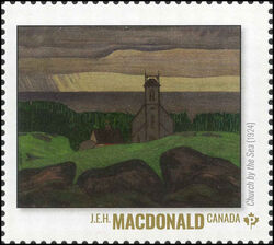 J.E.H. MacDonald - Church by the Sea (1924) - WA Canada Postage Stamp | Group of Seven