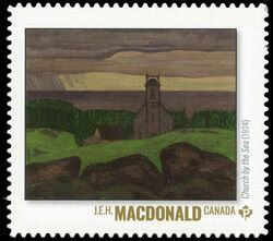 J.E.H. MacDonald - Church by the Sea (1924) - Quarterly Pack Die Cut Canada Postage Stamp | Group of Seven