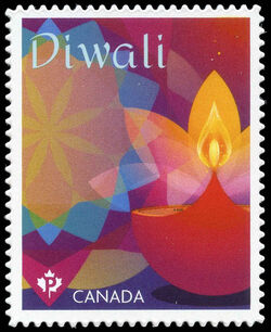 Diwali - Quarterly Pack Die Cut Canada Postage Stamp