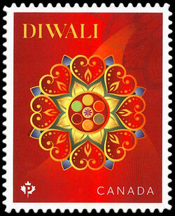 Diwali - Quarterly Pack Die Cut Canada Postage Stamp