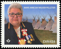 Marie-Anne Day Walker-Pelletier - Quarterly Pack Die Cut Canada Postage Stamp | Indigenous Leaders