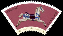 Le Galopant - White Horse - WA Canada Postage Stamp | Vintage Carousels
