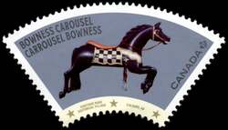 Bowness Carousel - Black Horse - WA Canada Postage Stamp | Vintage Carousels