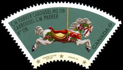 C.W. Parker Carousel No. 119 - White Horse - WA Canada Postage Stamp | Vintage Carousels