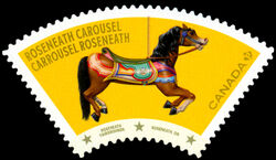 Roseneath Carousel - Brown Horse - Quarterly Pack Die Cut Canada Postage Stamp | Vintage Carousels