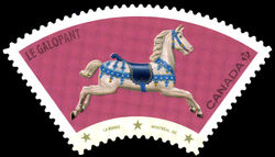 Le Galopant - White Horse - Quarterly Pack Die Cut Canada Postage Stamp | Vintage Carousels
