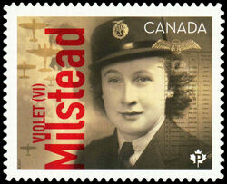 Violet (Vi) Milstead - Quarterly Pack Die Cut Canada Postage Stamp | Canadians in Flight