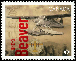 De Havilland Canada DHC-2 Beaver - Quarterly Pack Die Cut Canada Postage Stamp | Canadians in Flight