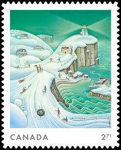 Rugged Coastal Landscape - Quarterly Pack Die Cut Canada Postage Stamp | Christmas 2023