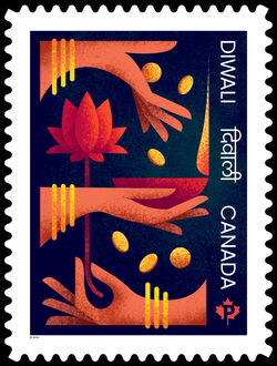 Diwali - 2024 - Quarterly Pack Die Cut Canada Postage Stamp