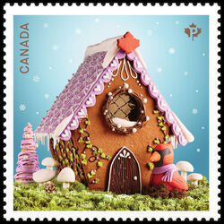 Gingerbread Birdhouse - WA Canada Postage Stamp | Gingerbread Houses - Christmas