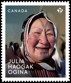 Julia Haogak Ogina - Quarterly Pack Die Cut Canada Postage Stamp | Indigenous Leaders