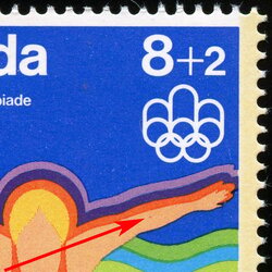 Swimming - Red Dot on Forearm Canada Postage Stamp | 1976 Olympic Games, Water Sports