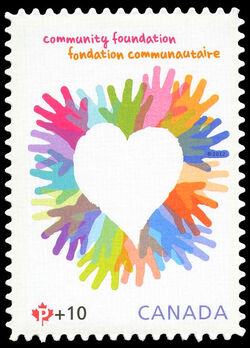 Canada Post Community Foundation - Children's Hands Forming a Heart - Quarterly Pack Die Cut Canada Postage Stamp