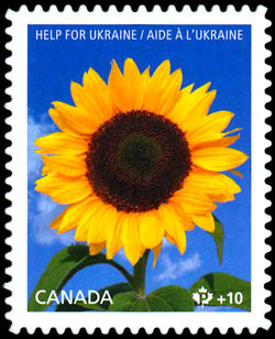 Help for Ukraine - Sunflower - Quarterly Pack Die Cut Canada Postage Stamp
