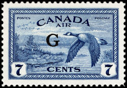 Canada Geese Near Sudbury, Ontario, Air - G Overprint Canada Postage Stamp
