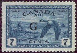 Canada Geese Near Sudbury, Ontario, Air - G Overprint - Double Right Frameline Canada Postage Stamp