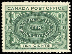 Special Delivery Stamp, Special Delivery Within City Limits - Green Canada Postage Stamp