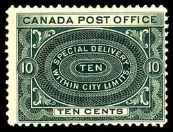 Special Delivery Stamp, Special Delivery Within City Limits - Deep Blue Green Canada Postage Stamp