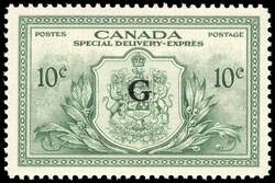 Canadian Coat of Arms, Special Delivery - Peace - G Overprint Canada Postage Stamp
