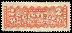 Registered Letter Stamp - Number 2 - Vermilion Canada Postage Stamp