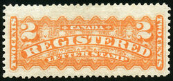Registered Letter Stamp - Number 2 - Orange - Perf 12 X 11.5 Canada Postage Stamp