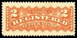 Registered Letter Stamp - Number 2 - Orange Red Canada Postage Stamp