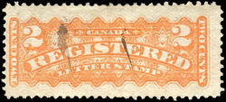 Registered Letter Stamp - Number 2 - Burr to Right of T of CENTS Canada Postage Stamp