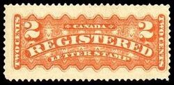 Registered Letter Stamp - Number 2 - Doubling in Left TWO Canada Postage Stamp