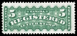 Registered Letter Stamp - Number 5 - Blue Green Canada Postage Stamp