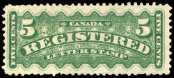 Registered Letter Stamp - Number 5 - Dark Green Canada Postage Stamp
