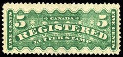Registered Letter Stamp - Number 5 - Green Canada Postage Stamp